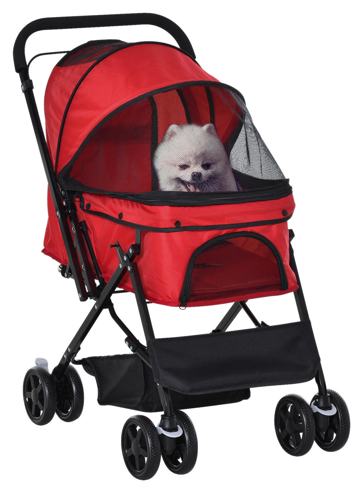 PawHut Hunde-Zubehör rot Polypropylen B/H/L: ca. 52x76,5x95 cm Hundebuggy - rot (95,00/52,00/76,50cm) - PawHut