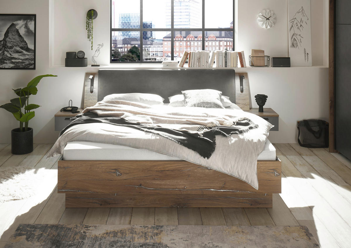 Bettanlage York Oak Flagstaff Nachbildung Matera Optik B/H/T: ca. 278x102x217 cm Liegefläche B/L: ca. 180x200 cm York - Oak (278,00/102,00/217,00cm)