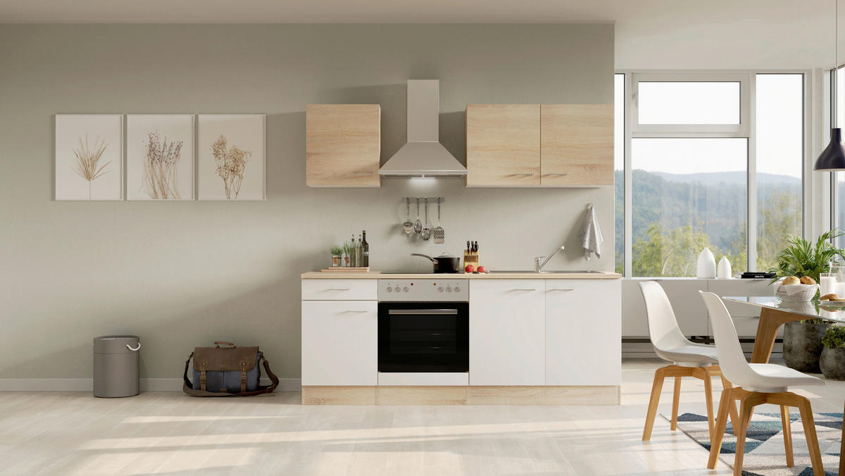 Küchenblock Samoa weiß B/H/T: ca. 210x200x60 cm Samoa - Eiche/weiß (210,00/200,00/60,00cm) - Flex-Well