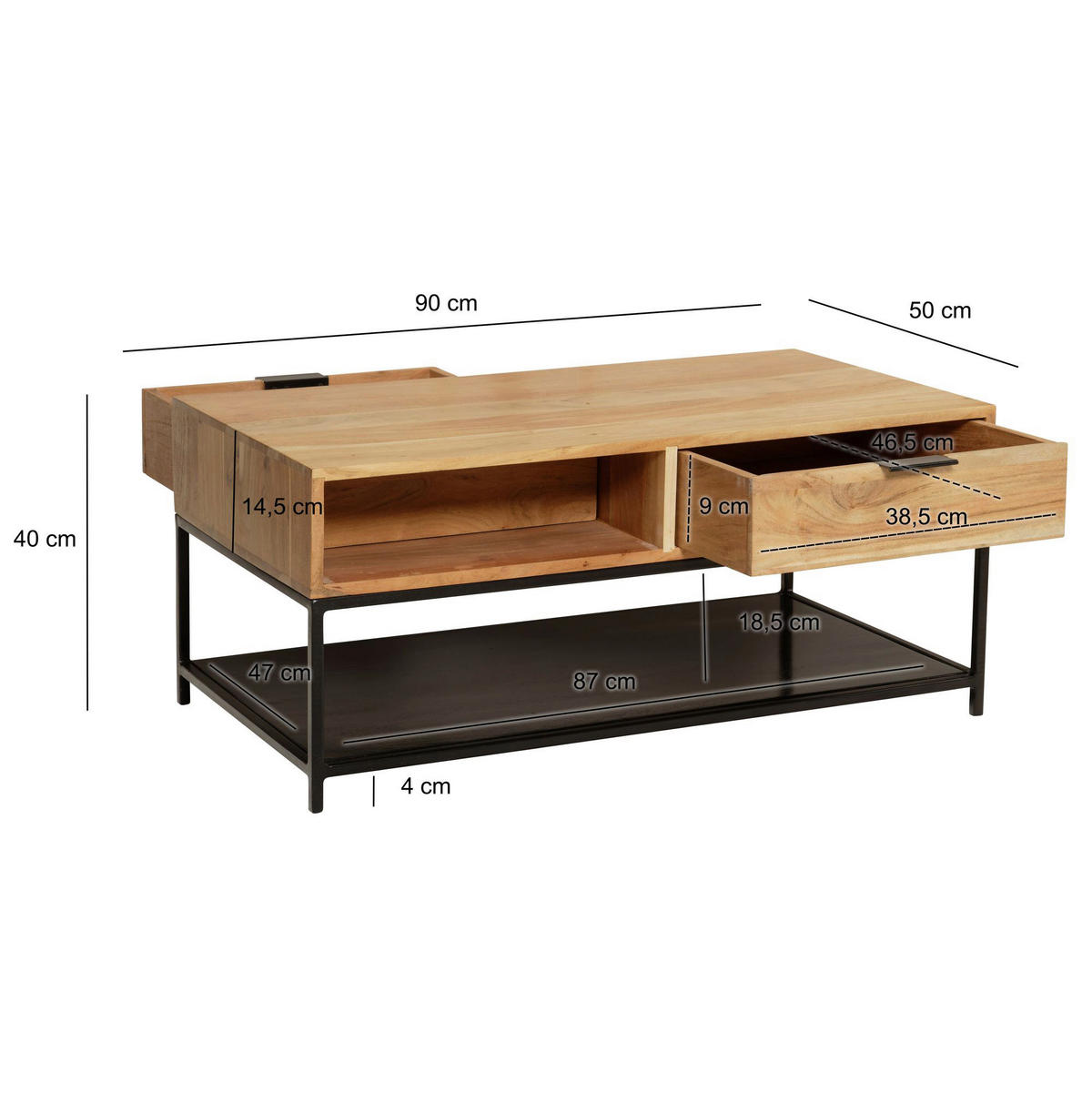 Couchtisch  B/H/T: ca. 90x40x50 cm Couchtisch - (90,00/40,00/50,00cm) - Wohnling