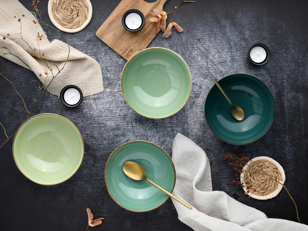 CreaTable Schüssel-Set Nature Collection Green Life grün Steinzeug Nature Collection Green Life - grün - CreaTable