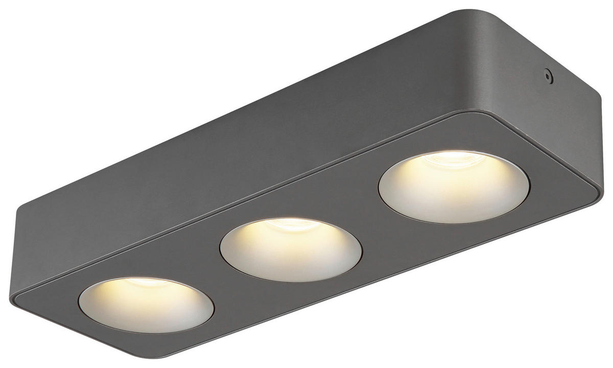 GLOBO LED-Spot dunkelgrau Kunststoff Aluminium B/H/T: ca. 11,7x5,5x33,2 cm 3 Brennstellen HANGARAU - dunkelgrau (11,70/5,50/33,20cm) - GLOBO