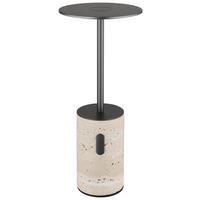 GLOBO Tischleuchte Opal Graphit grau Aluminium Stein H/D: ca. 27,6x12 cm 1 Brennstellen Travertin - Graphit/Opal (12,00/27,60cm) - GLOBO