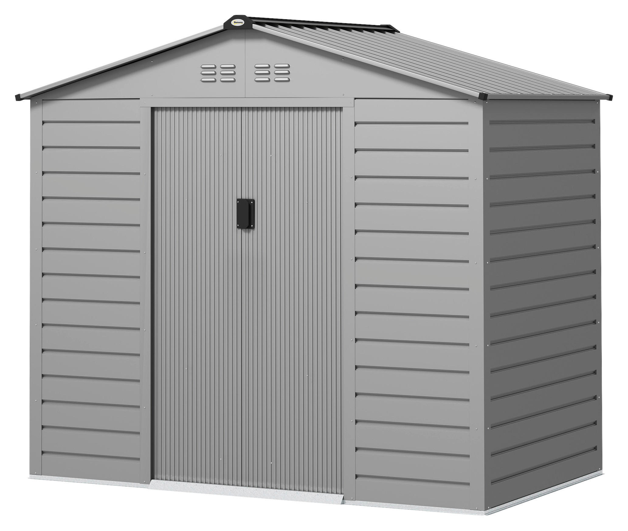 Outsunny Gerätehaus grau Stahl B/H/L: ca. 131x192x213 cm Gerätehaus - grau (213,00/131,00/192,00cm) - Outsunny