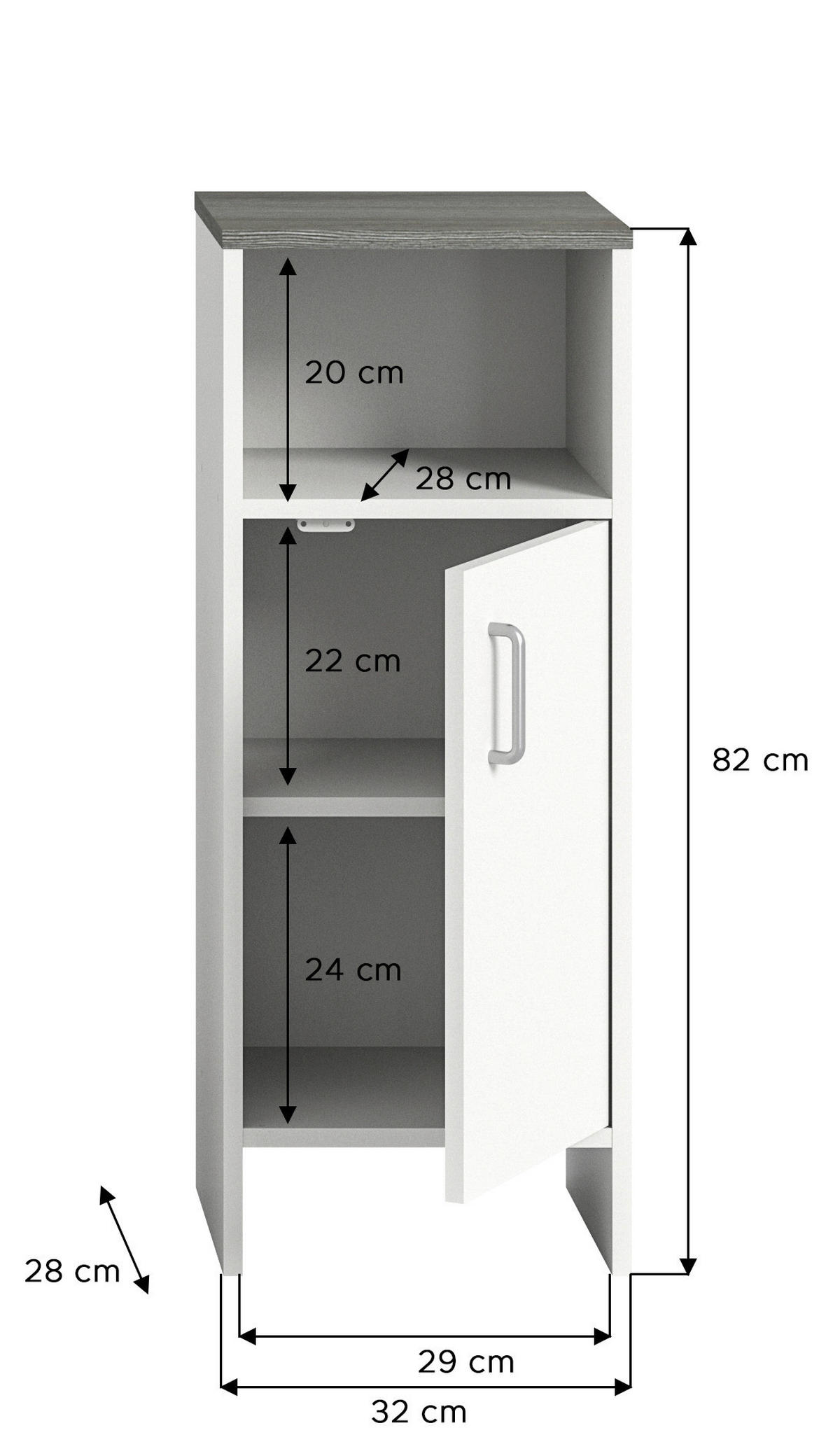 Schrank LOS ANGELES weiß B/H/T: ca. 33x80x31 cm LOS ANGELES - weiß (33,00/80,00/31,00cm) - xonox.home