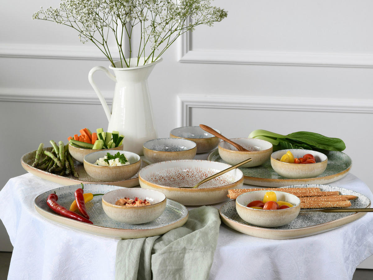 CreaTable Tafelservice Uno Emiliana rot Steinzeug 12 tlg. Uno Emiliana - rot - CreaTable