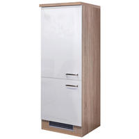 Kühlumbauschrank Valero weiß Hochglanz B/H/T: ca. 60x162x60 cm Valero - Eiche/weiß (60,00/162,00/60,00cm) - Flex-Well