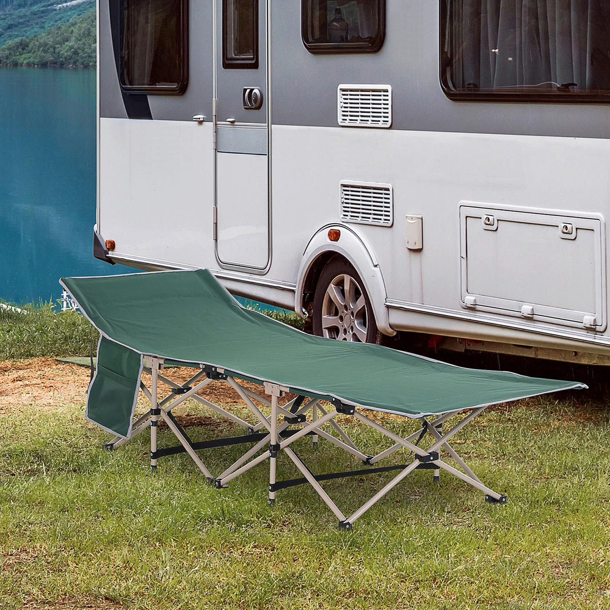 Outsunny Campingartikel B/H/L: ca. 68x190x52 cm Feldbett - grün (52,00/68,00/190,00cm) - Outsunny