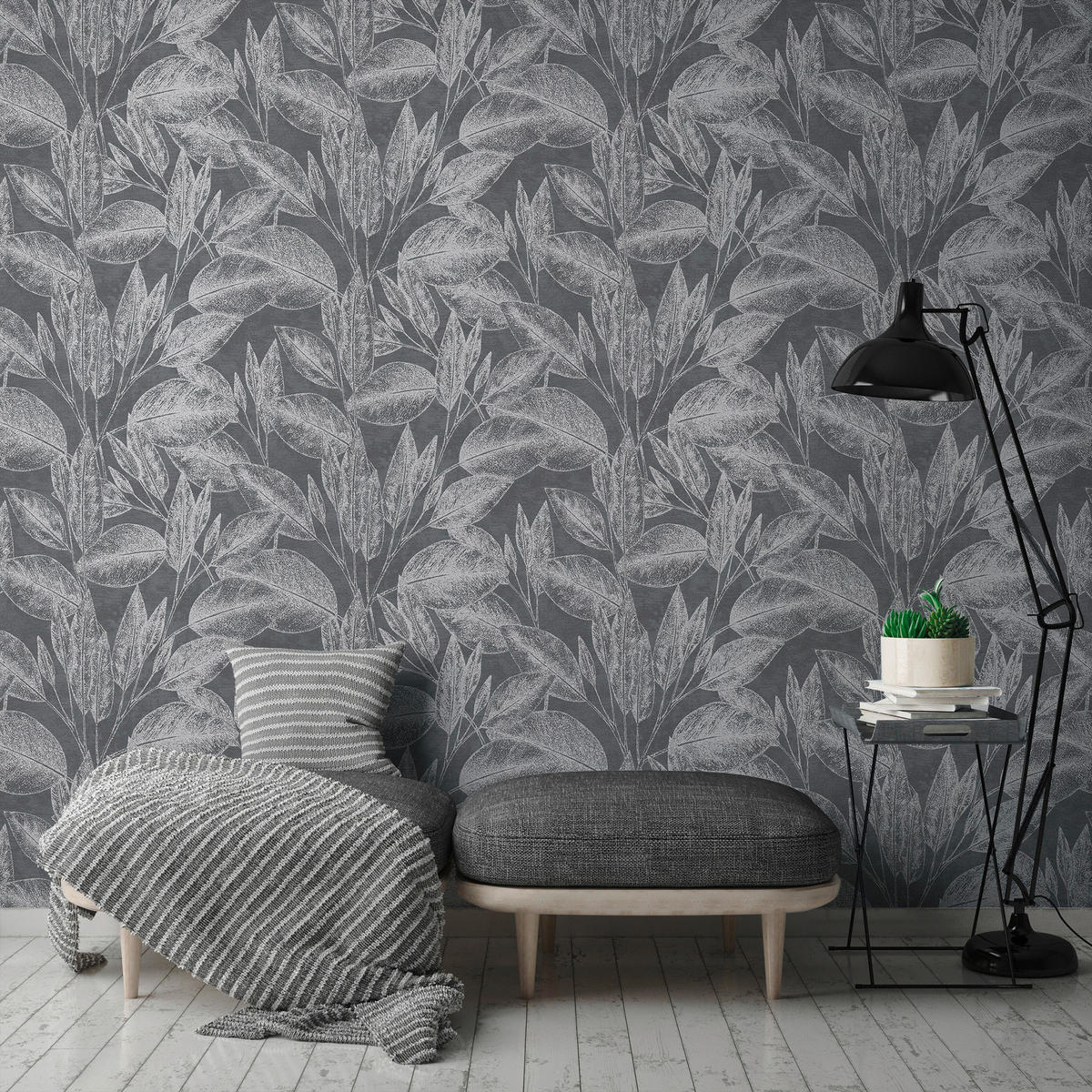 A.S.Creation Vliestapete Attractive Floral schwarz B/L: ca. 53x1005 cm Attractive - schwarz (53,00/1005,00cm) - A.S.Creation