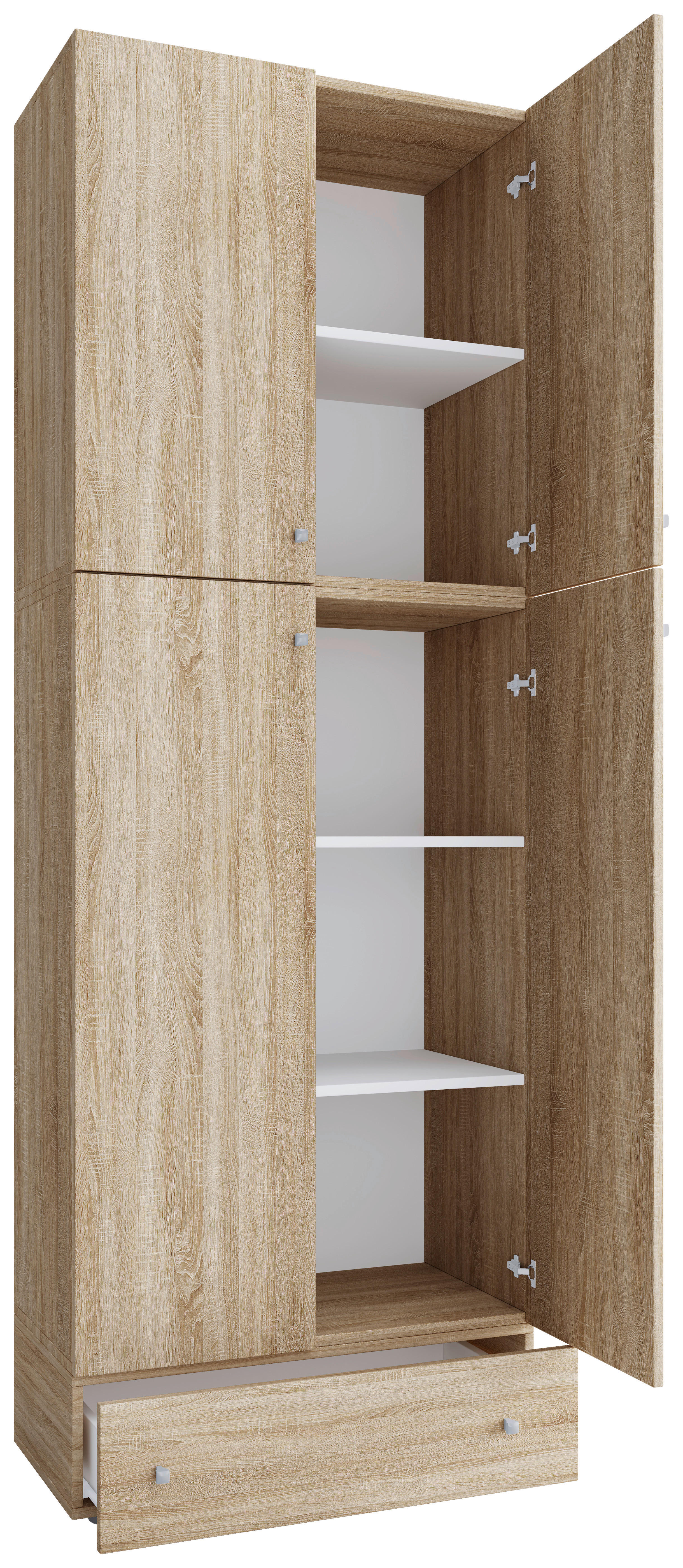 Büroschrank Lona Eiche Sonoma Nachbildung weiß B/H/T: ca. 70x200x39 cm Lona - Eiche/weiß (70,00/200,00/39,00cm) - VCM Möbel