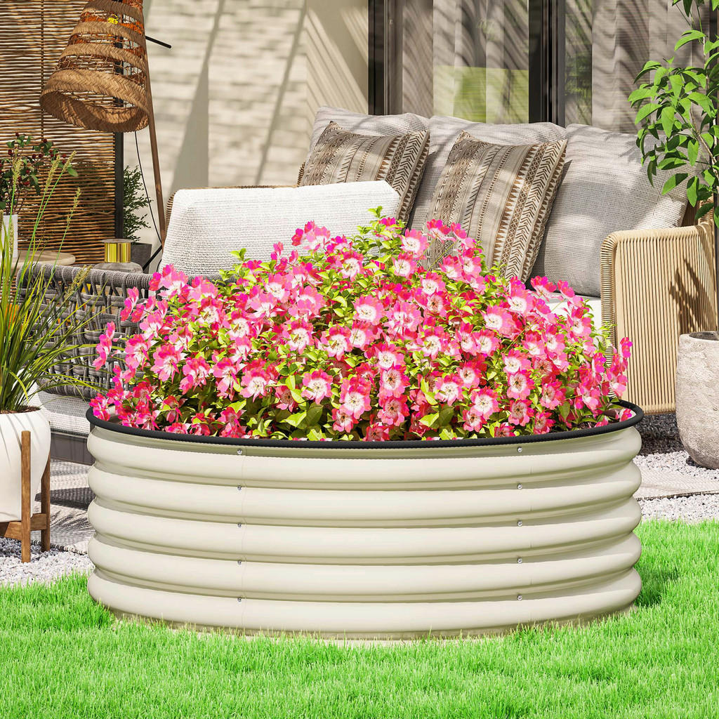 Thumbnail - Outsunny Hochbeet cremeweiß Stahl B/H/L: ca. 120x43x120 cm