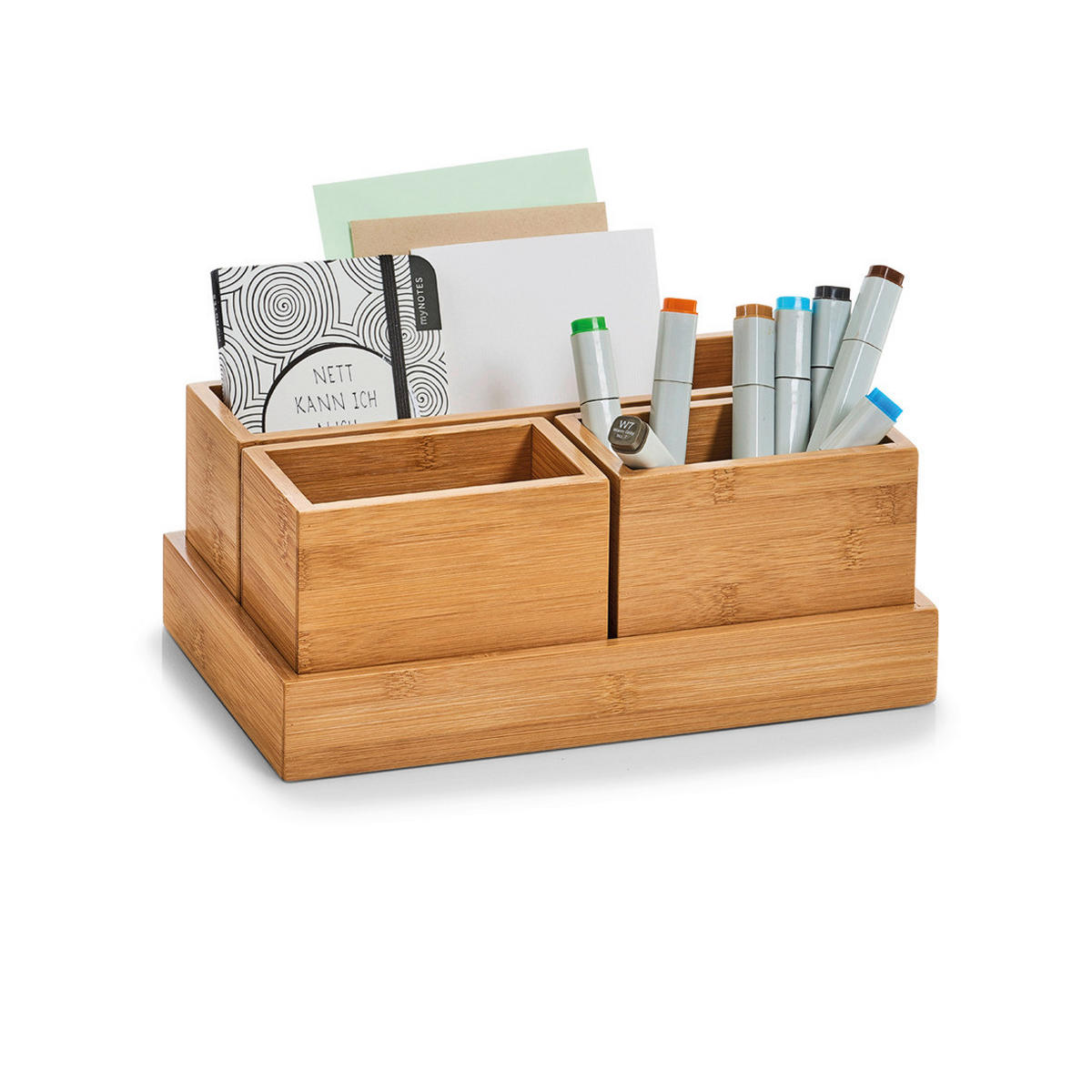 Zeller Organizer-Set natur Bambus B/H/L: ca. 28x11x18 cm Organizer-Set_4tlg. - natur (18,00/28,00/11,00cm) - Zeller