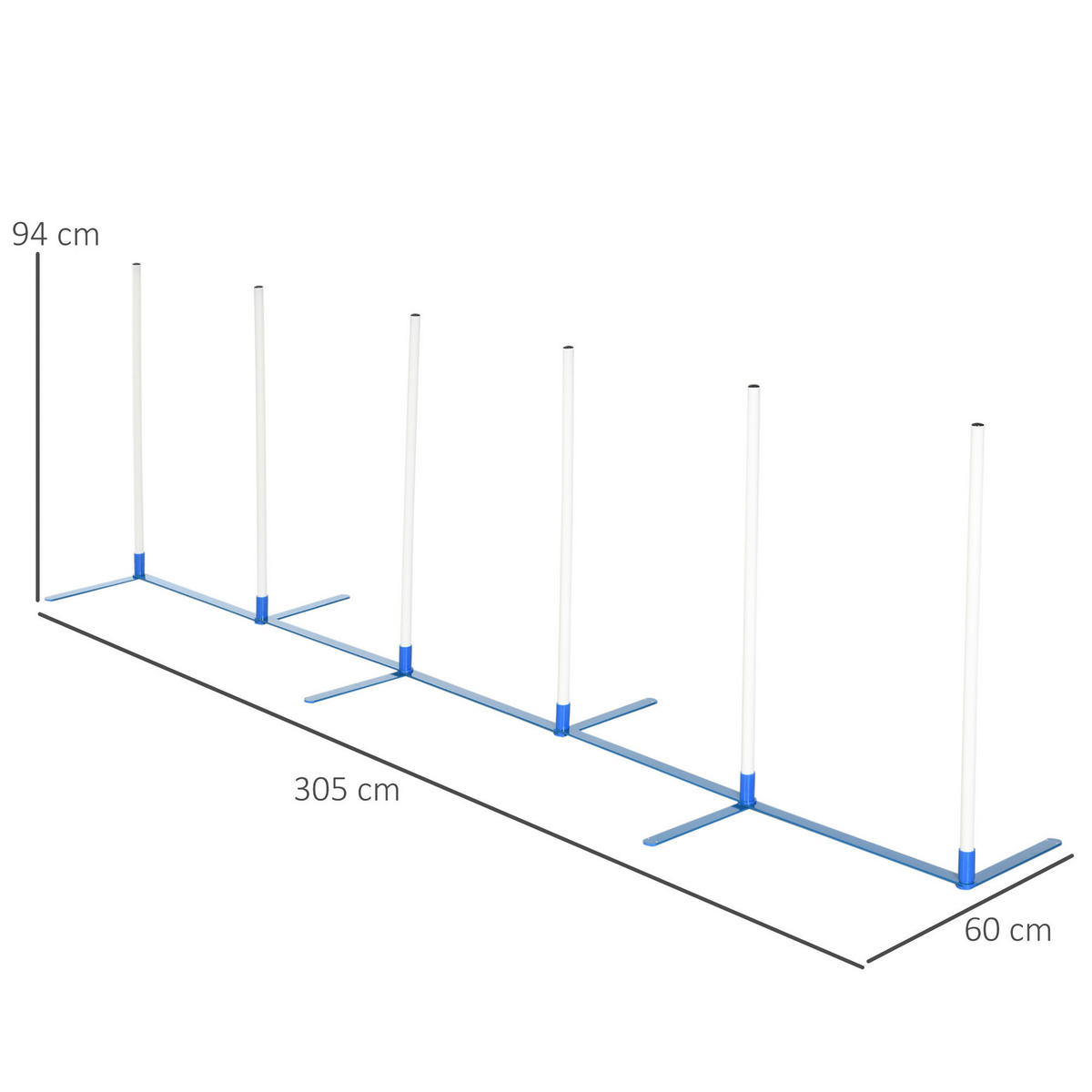 PawHut Hunde-Agility-Set blau Kunststoff B/H/L: ca. 60x94x305 cm Hunde-Agility-Set - blau/weiß (305,00/60,00/94,00cm) - PawHut
