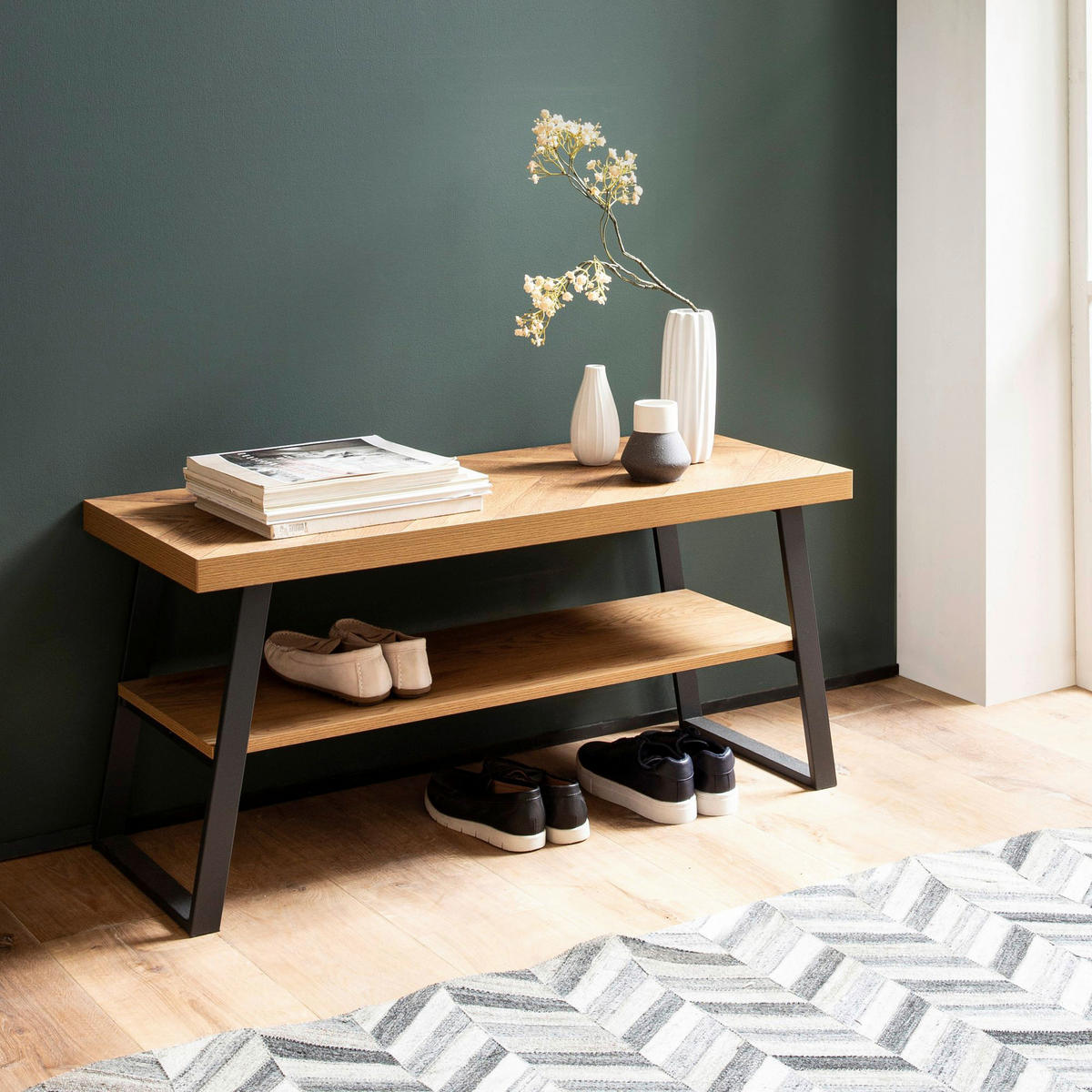 Schuhbank braun B/H/T: ca. 100x41x40 cm Schuhbank - braun (100,00/41,00/40,00cm) - Wohnling
