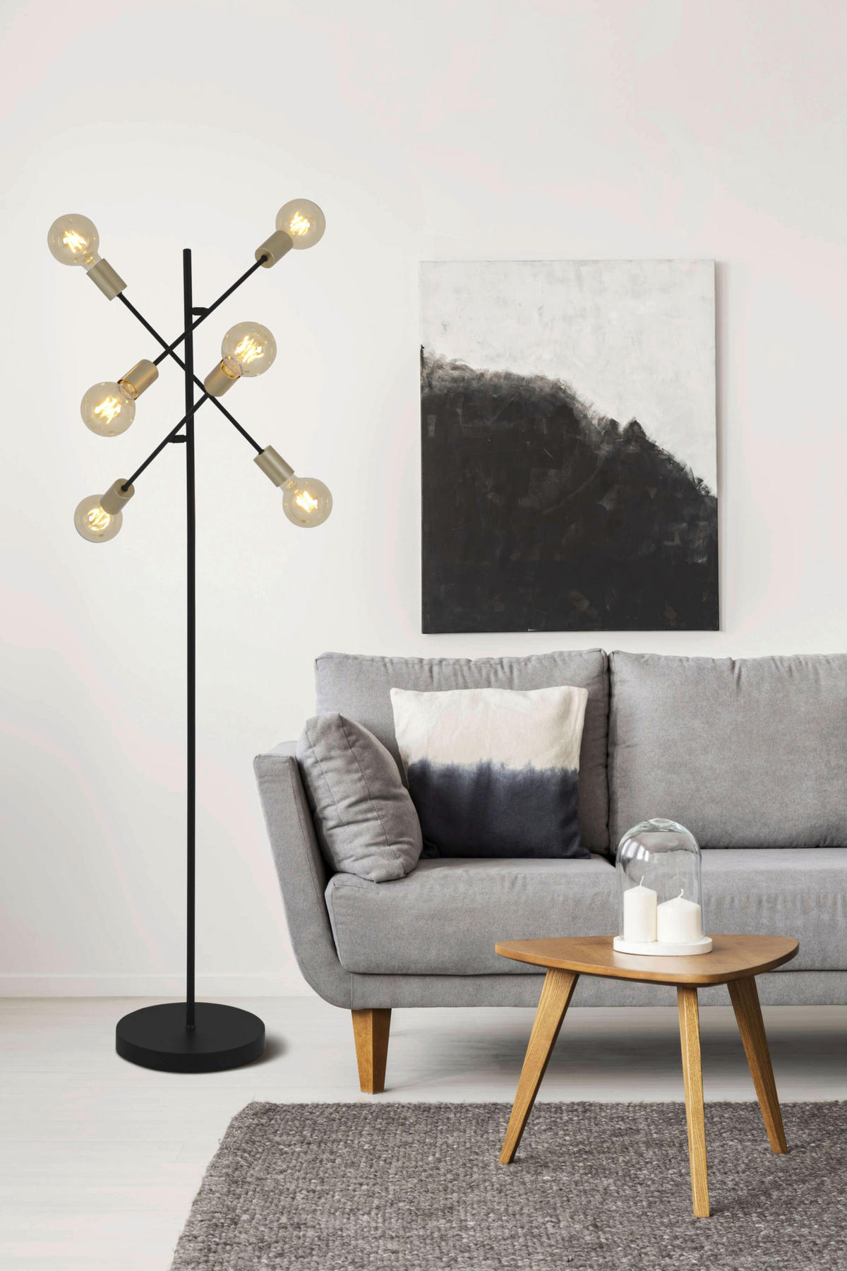 Näve Leuchten Stehleuchte schwarz Metall B/H/T/D: ca. 49x150x49x49 cm E27 6 Brennstellen MODO - schwarz (49,00/150,00/49,00cm) - Näve Leuchten