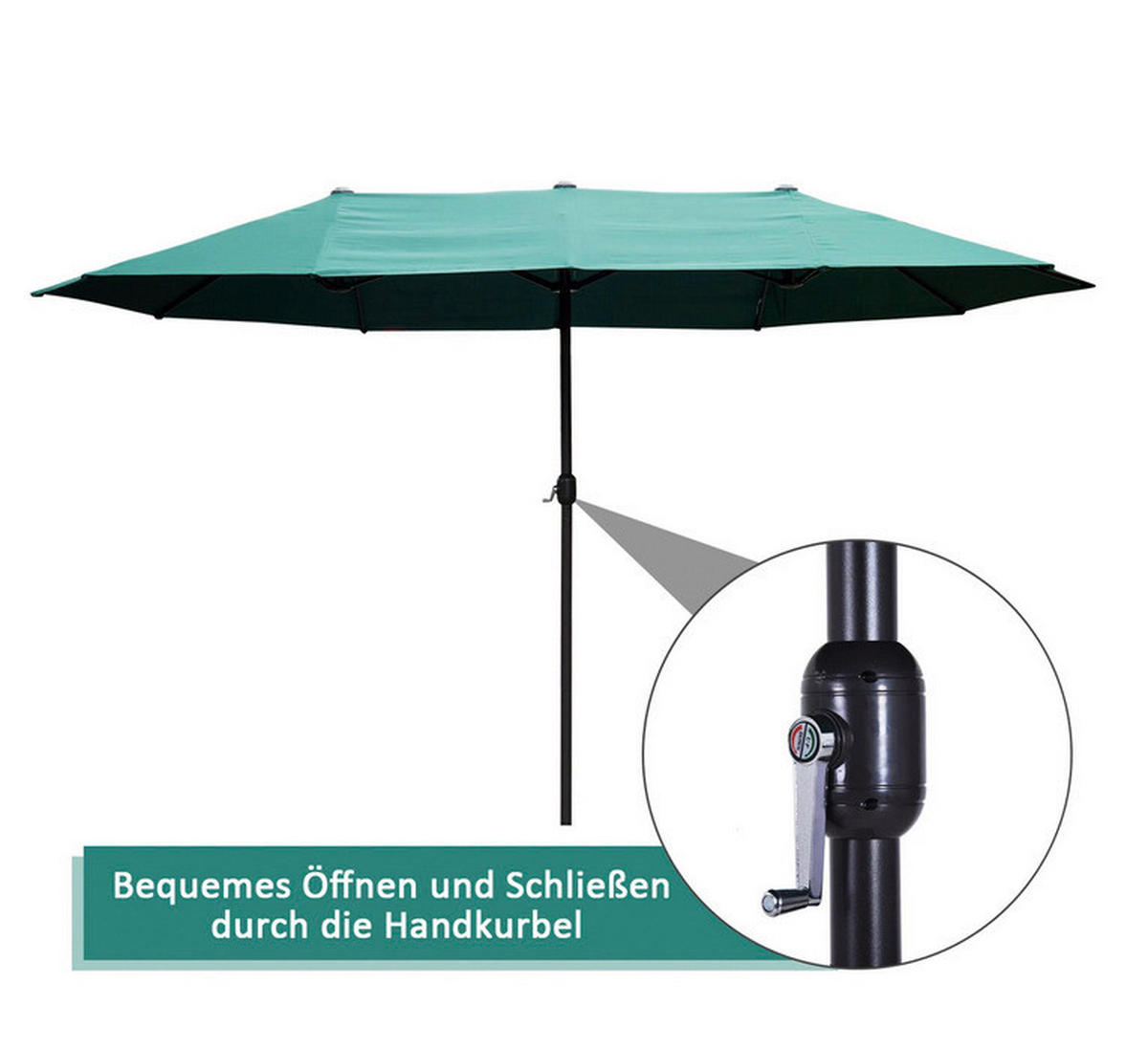 Outsunny Marktschirm dunkelgrün Stahl B/H/L: ca. 270x240x460 cm Marktschirm_mit_Handkurbel - dunkelgrün (460,00/270,00/240,00cm) - Outsunny