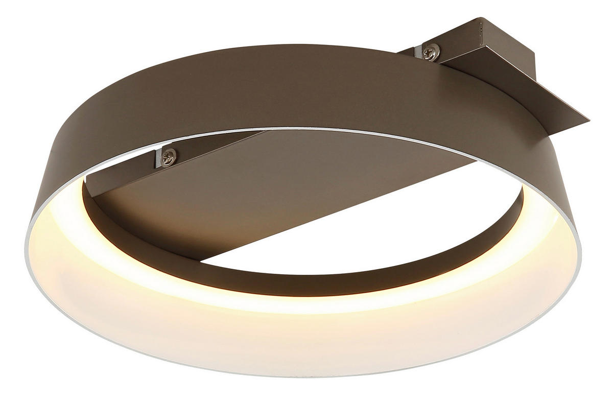 GLOBO Deckenleuchte kaffee Opal Metall Kunststoff B/H/L: ca. 25x7,5x26 cm 1 Brennstellen SYRAKUS - Opal/kaffee (26,00/25,00/7,50cm) - GLOBO