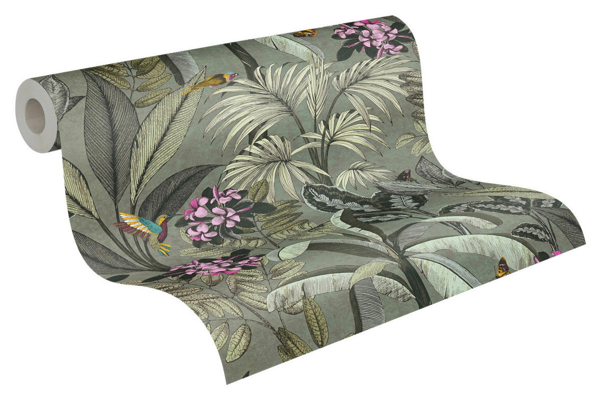 A.S.Création Vliestapete grün rosa gelb B/H/D: ca. 53x1005x8 cm Vliestapete - gelb/grün (8,00/1005,00cm) - A.S.Creation