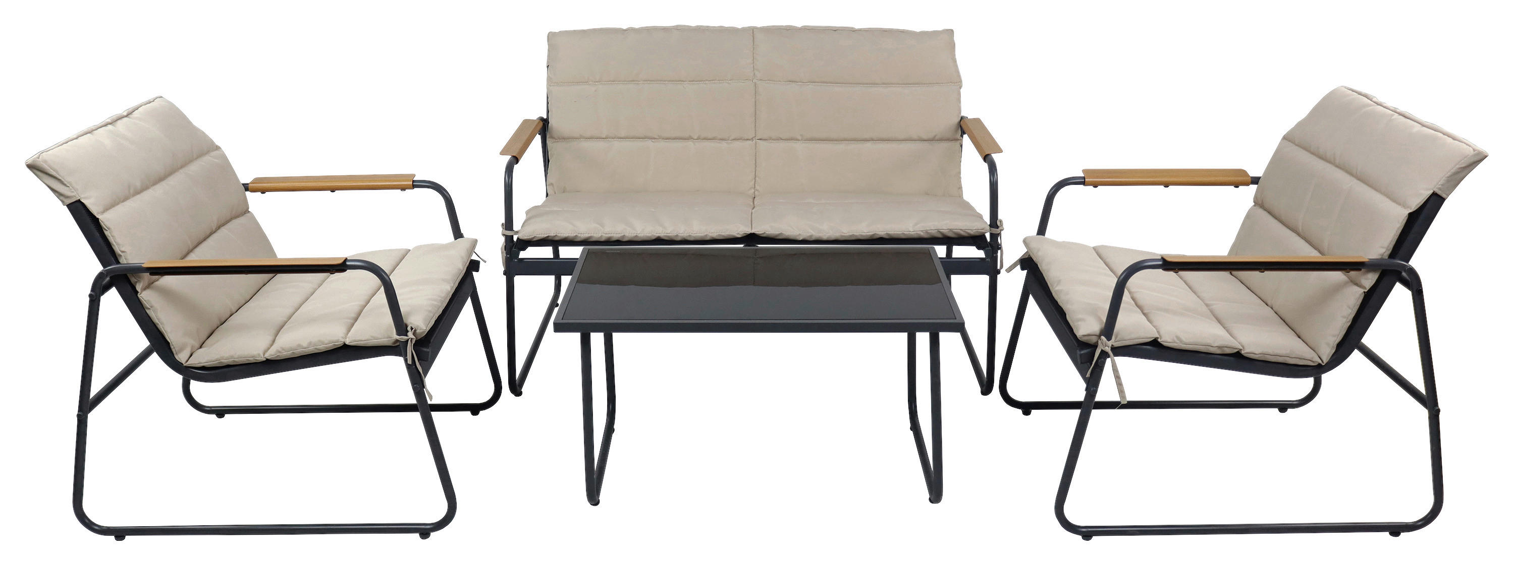 VCM Gartensitzgruppe creme Textilene B/H/L: ca. 110x76x74 cm Gartensitz-/Essgruppe 4 tlg. - creme (74,00/110,00/76,00cm) - VCM