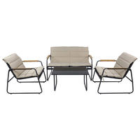 VCM Gartensitzgruppe creme Textilene B/H/L: ca. 110x76x74 cm Gartensitz-/Essgruppe 4 tlg. - creme (74,00/110,00/76,00cm) - VCM