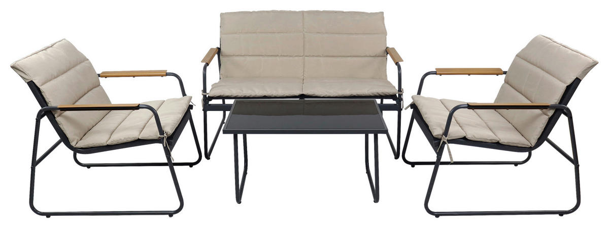 VCM Gartensitzgruppe creme Textilene B/H/L: ca. 110x76x74 cm Gartensitz-/Essgruppe 4 tlg. - creme (74,00/110,00/76,00cm) - VCM
