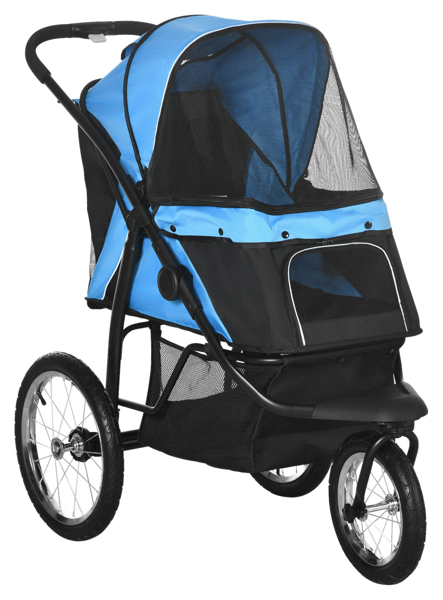 PawHut Hunde-Zubehör blau Edelstahl B/H/L: ca. 58x111x107 cm Hundebuggy - blau (107,00/58,00/111,00cm) - PawHut