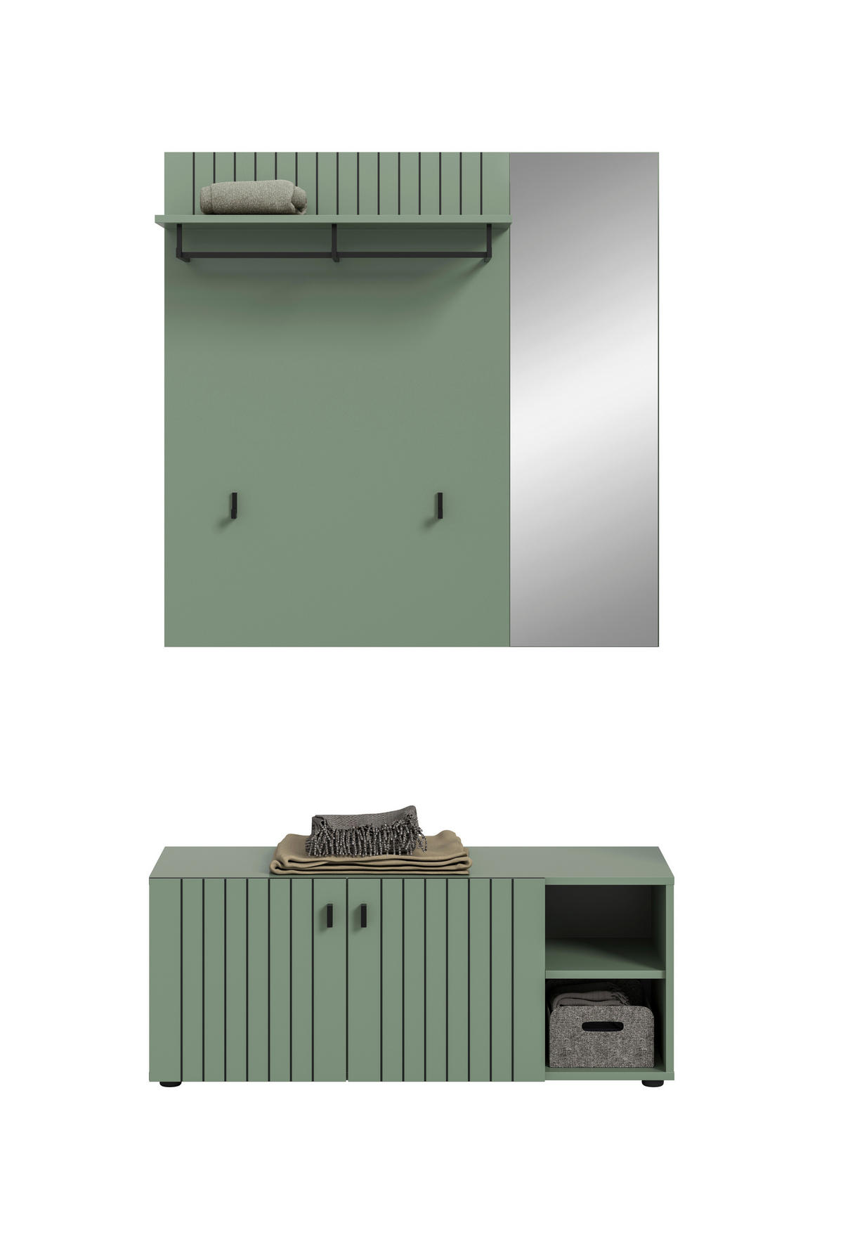 Garderobenset STATION grün B/H/T: ca. 106x192x37 cm STATION - grün (106,00/192,00/37,00cm) - xonox.home