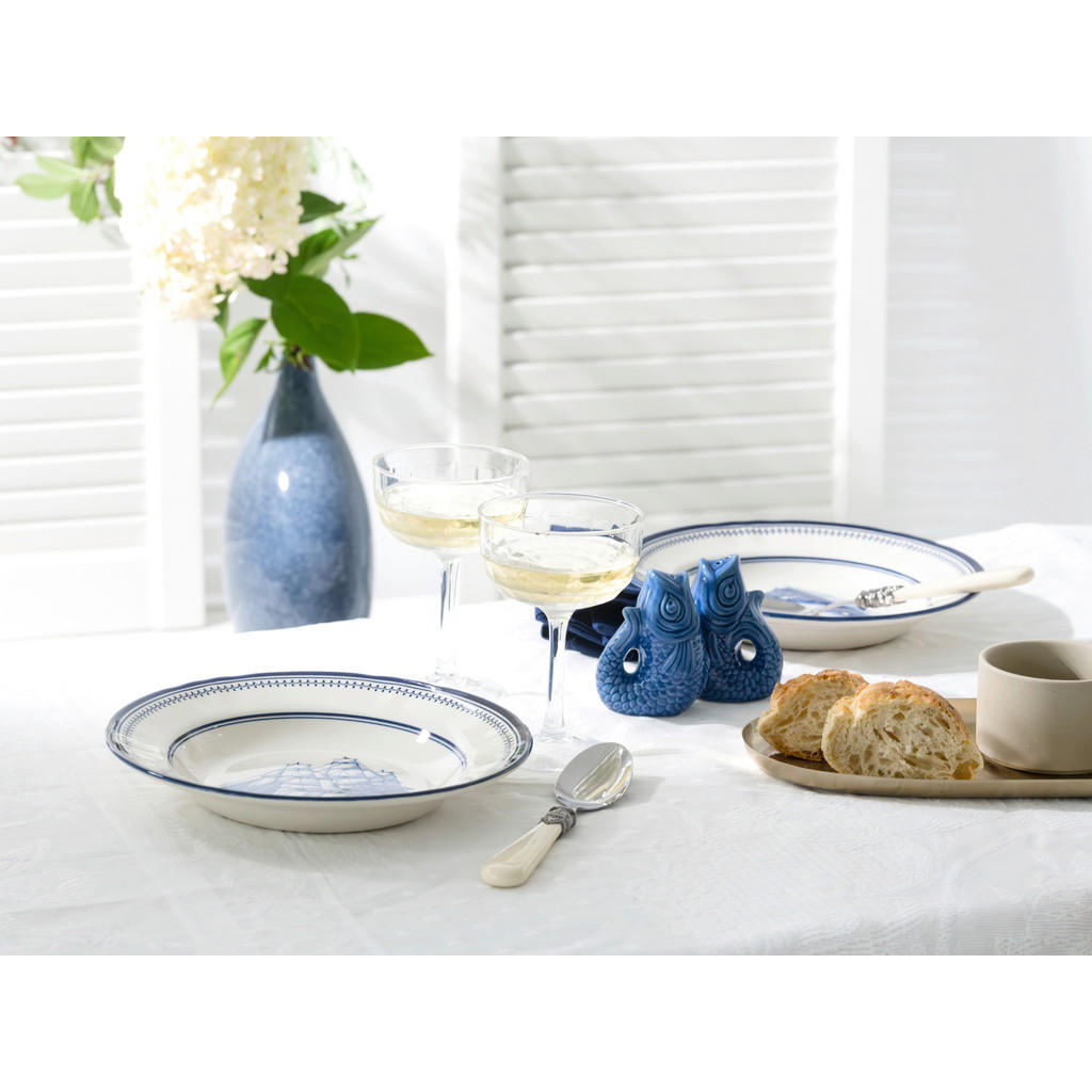 Thumbnail - CreaTable Tafelservice Segelschiff blau Steingut 12 tlg.