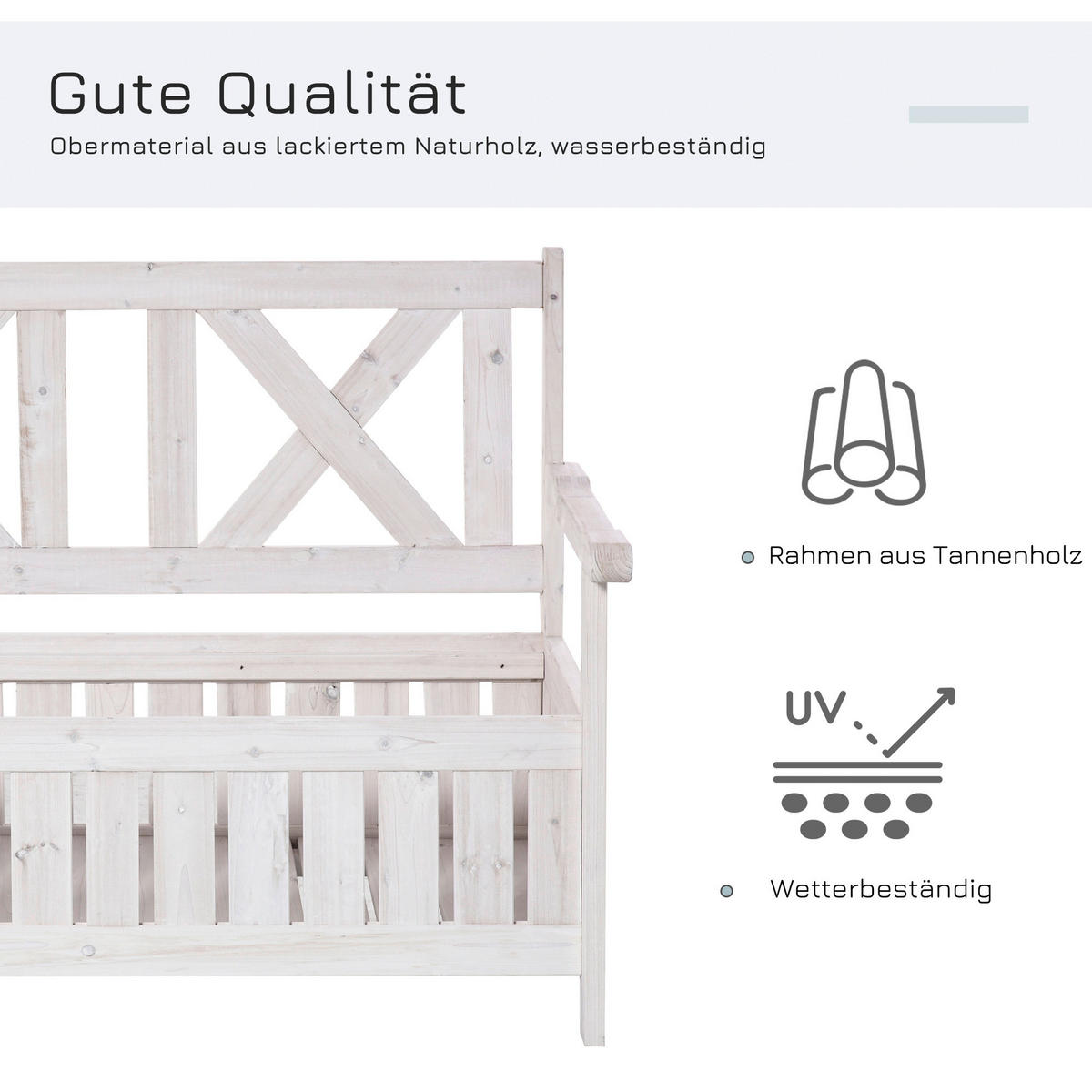 Outsunny Gartenbank weiß Holz B/H/L: ca. 61x85x115 cm Gartenbank - weiß (115,00/61,00/85,00cm) - Outsunny