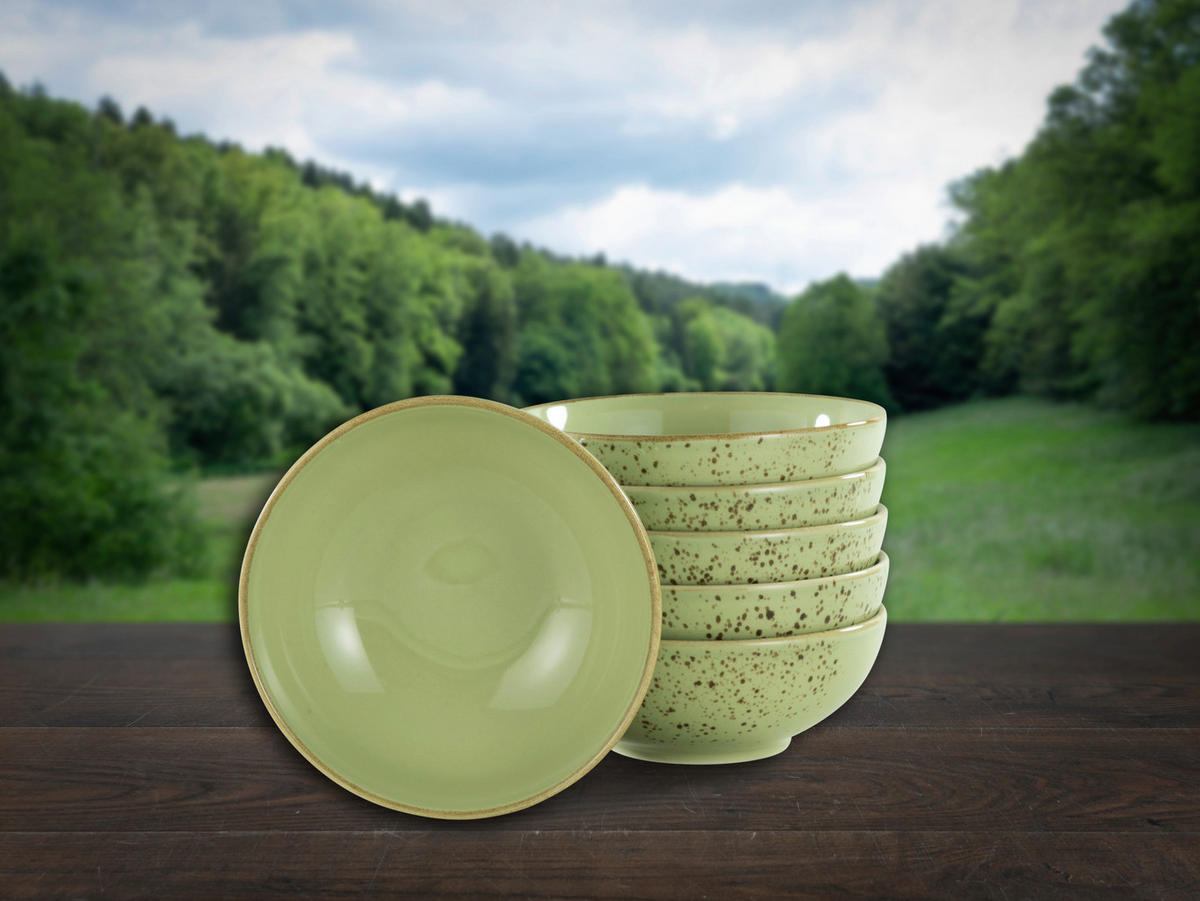 CreaTable Schalen-Set NATURE COLLECTION grün Steinzeug D: ca. 16,5 cm NATURE COLLECTION - grün (16,50cm) - CreaTable