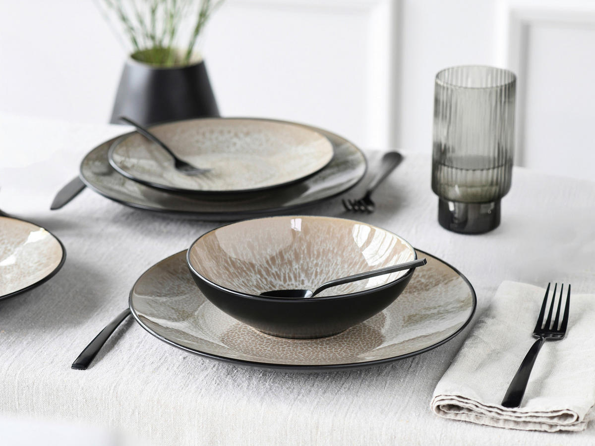 CreaTable Tellerset Malmö beige Steinzeug 18 tlg. Malmö - beige - CreaTable