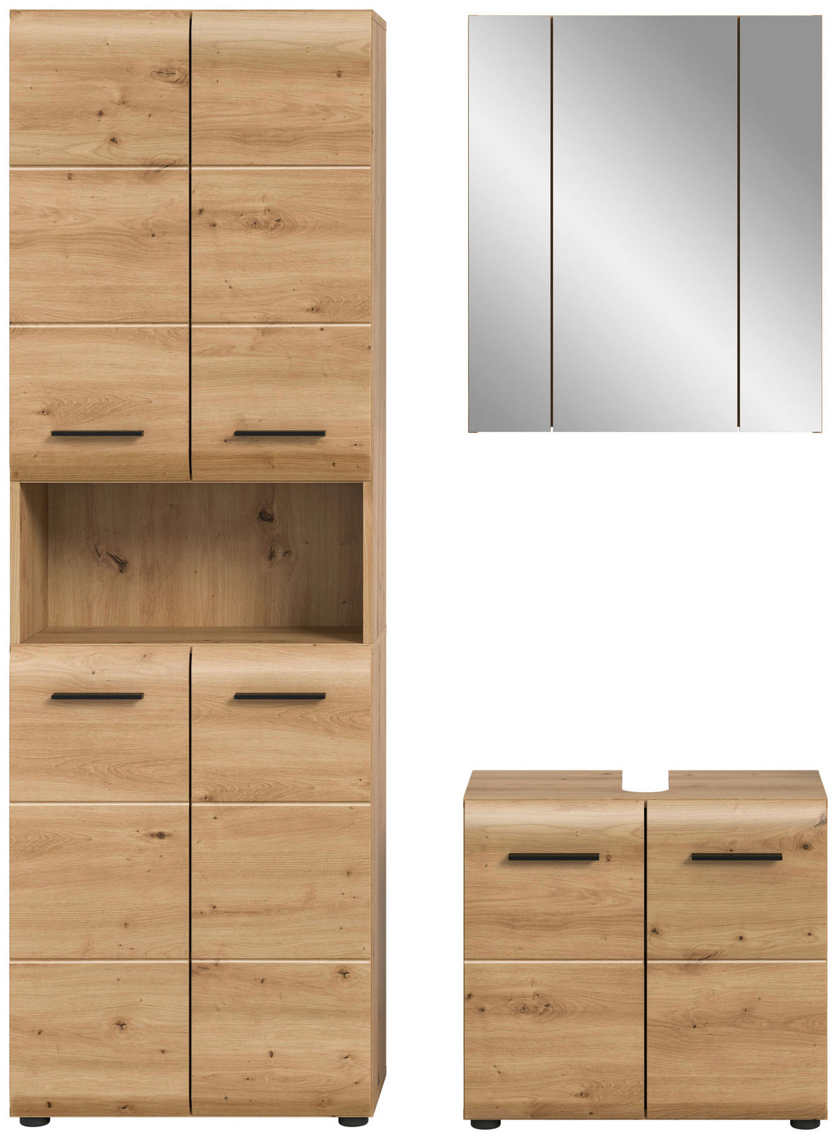 Badezimmer-Set Ice Artisan Oak Nachbildung B/H/T: ca. 135x185x30 cm Ice - (135,00/185,00/30,00cm) - xonox.home