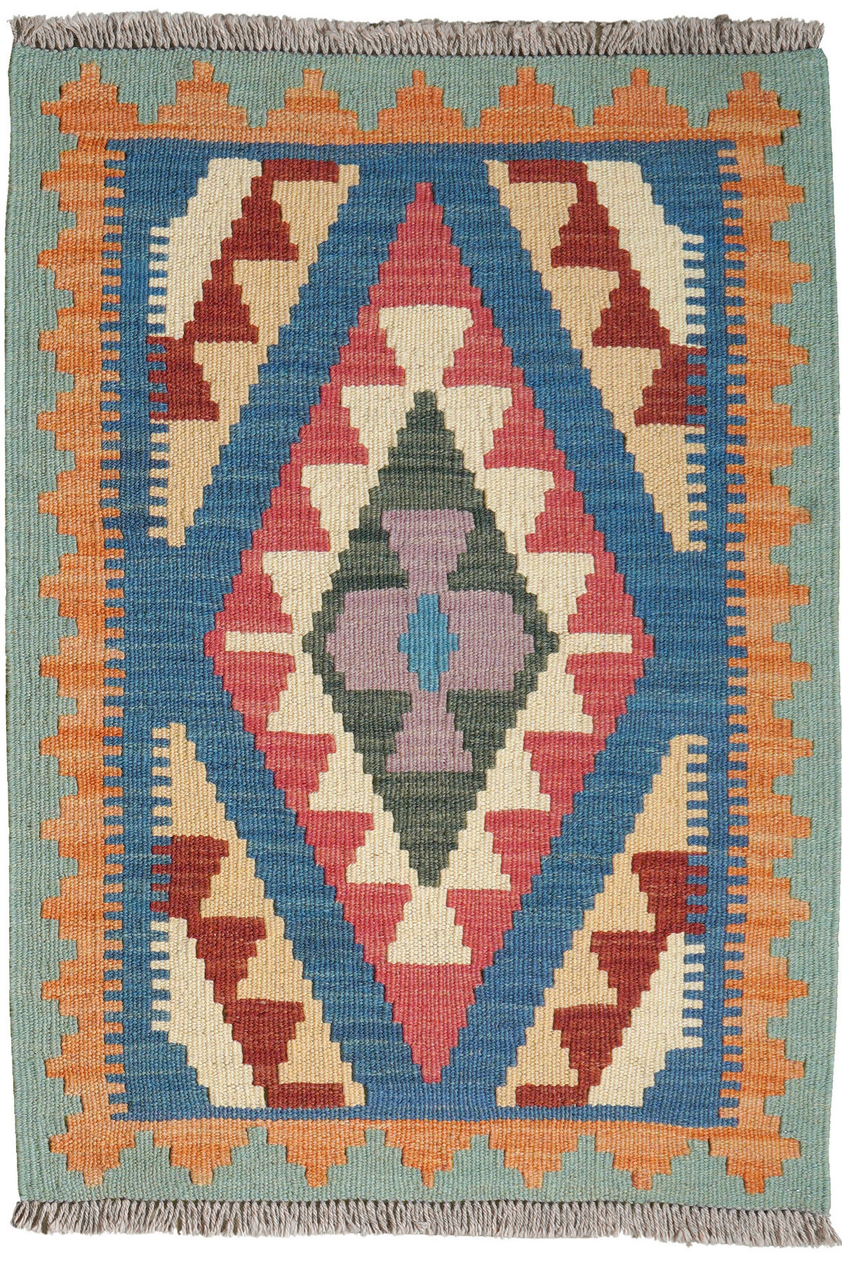 PersaTepp Teppich Kelim Gashgai grün B/H/L: ca. 63x1x89 cm Kelim Gashgai - blau/grün (89,00/63,00/1,00cm) - PersaTepp