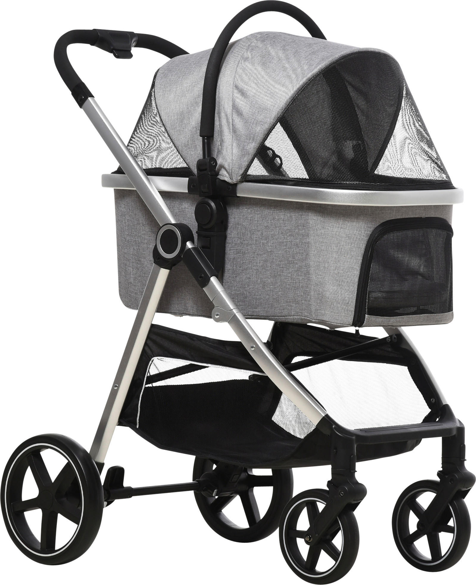 PawHut Hunde-Zubehör hellgrau Edelstahl B/H/L: ca. 58x83x102 cm Hundewagen - hellgrau (102,00/58,00/83,00cm) - PawHut