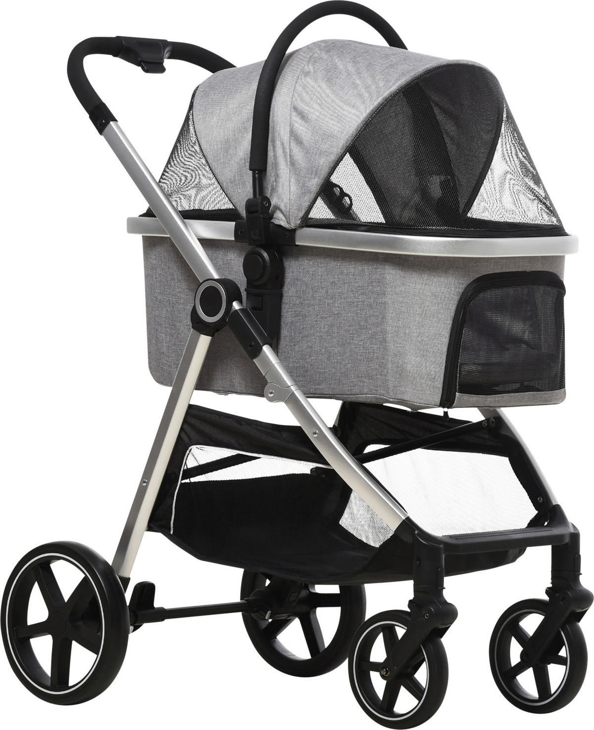 PawHut Hunde-Zubehör hellgrau Edelstahl B/H/L: ca. 58x83x102 cm Hundewagen - hellgrau (102,00/58,00/83,00cm) - PawHut