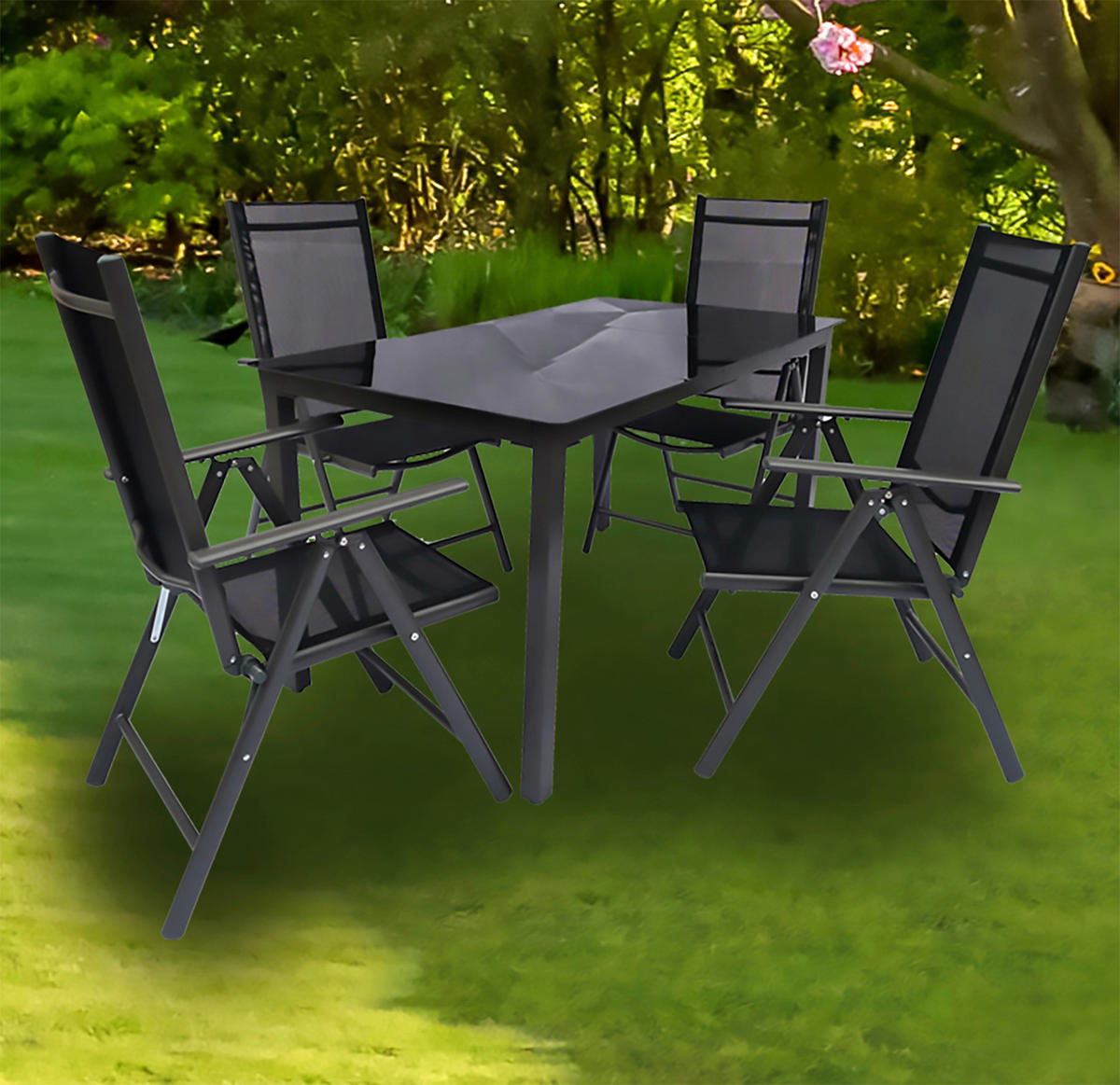 VCM Gartensitzgruppe Sonlas schwarz Glas Sonlas - schwarz - VCM