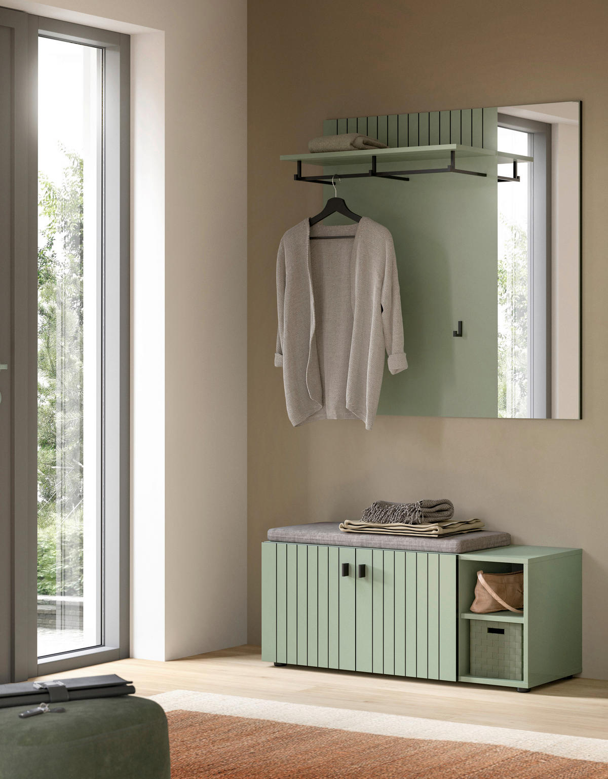 Garderobenset STATION grün B/H/T: ca. 106x192x37 cm STATION - grün (106,00/192,00/37,00cm) - xonox.home