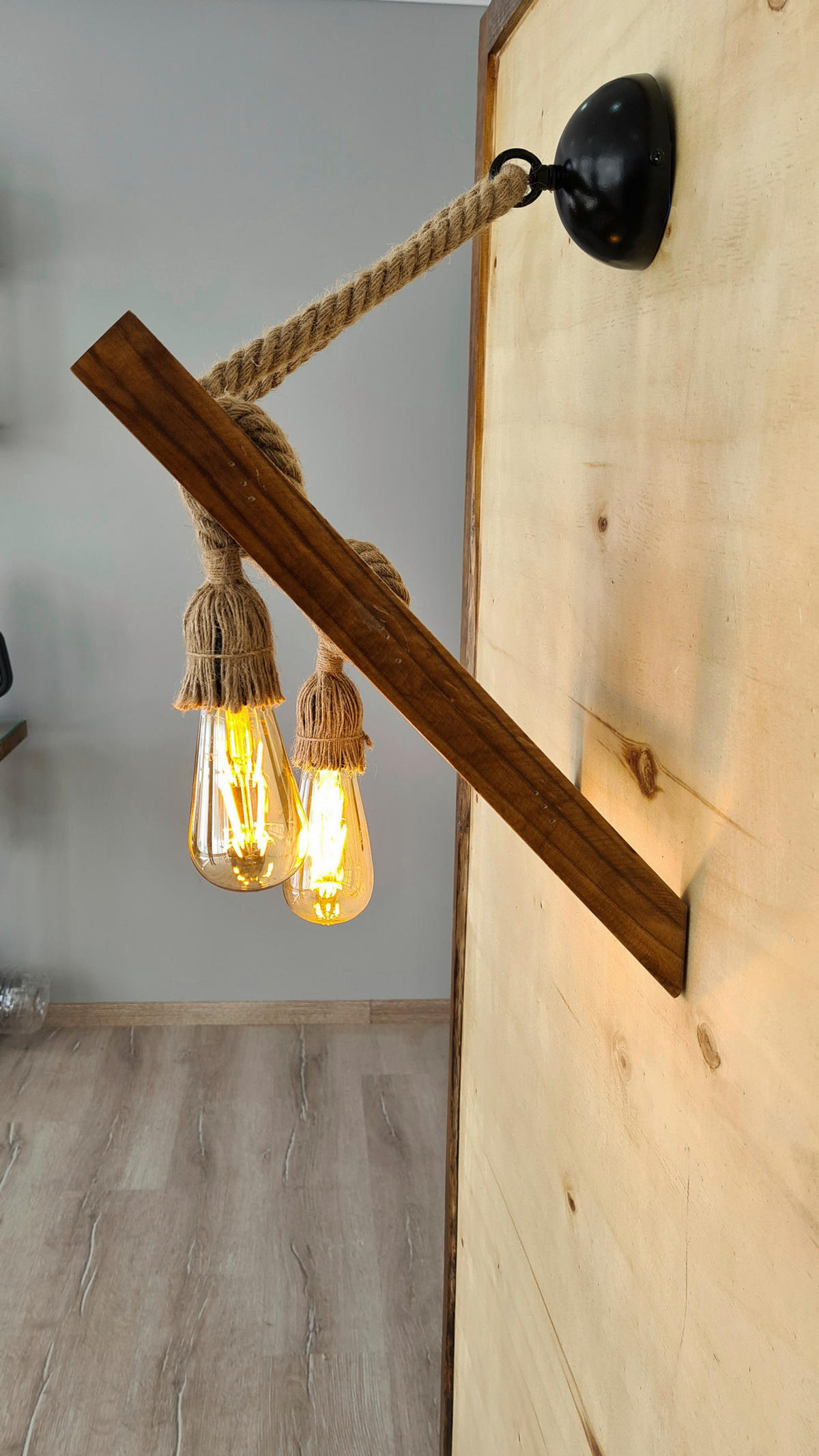 Opviq Wandleuchte nussbaum Kiefer B/H/L: ca. 25x23x45 cm E27 1 Brennstellen Merdiven Halat Aplik - nussbaum (45,00/25,00/23,00cm) - Opviq