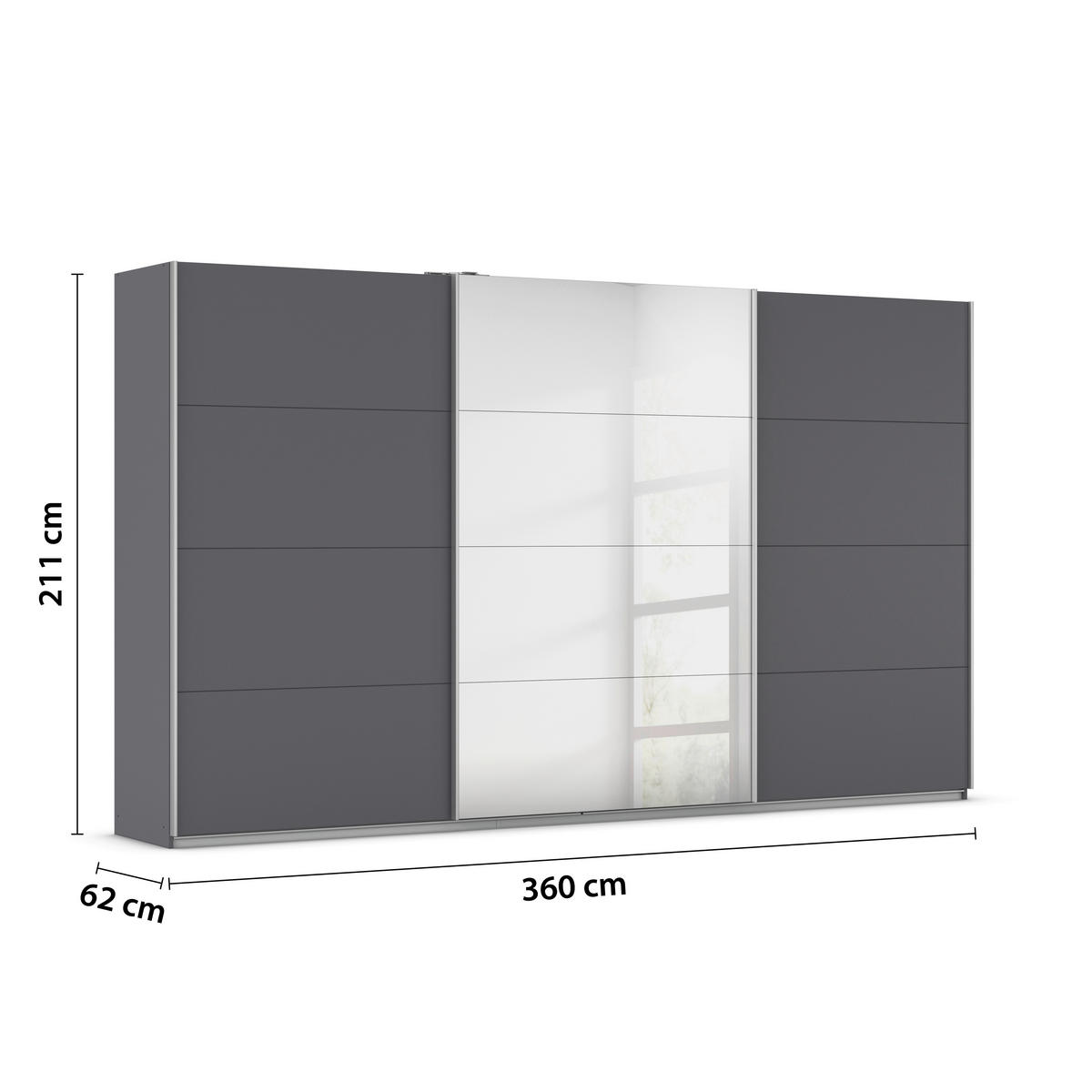 Kleiderschrank Kulmbach grau B/H/T: ca. 360x210x62 cm Kulmbach - Alu/grau (360,00/210,00/62,00cm)