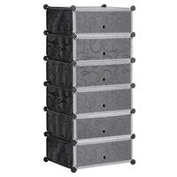 HOMCOM Schuhregal schwarz Polypropylen B/H/L: ca. 36,5x49x108 cm Schuhregal - weiß/schwarz (108,00/36,50/49,00cm) - HOMCOM