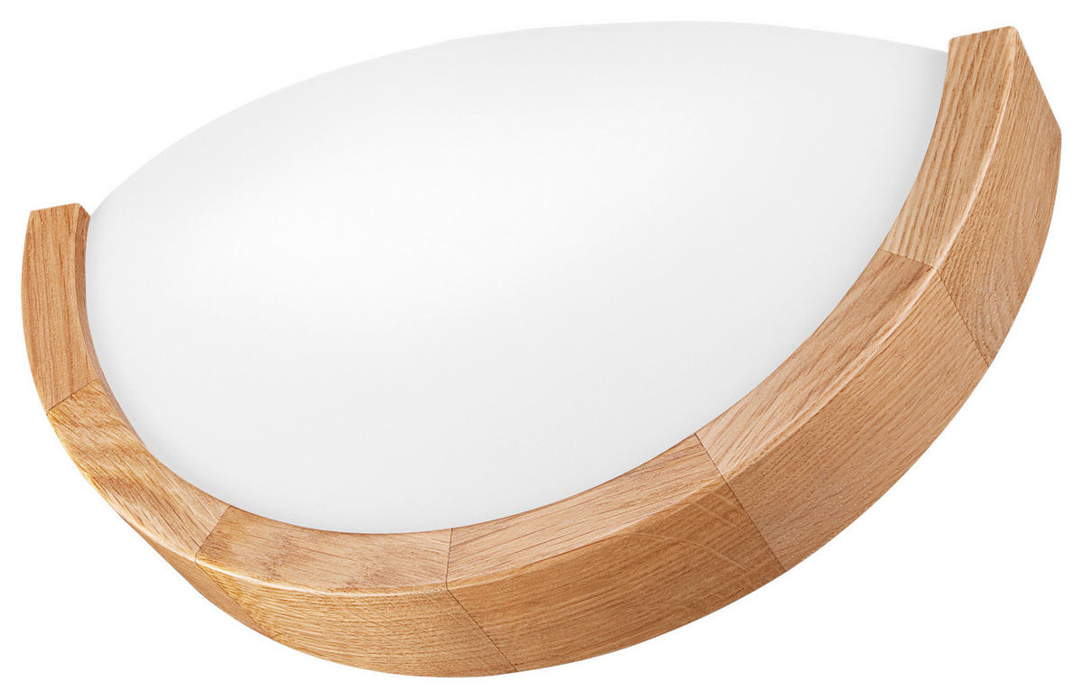 Lamkur Wandleuchte Eiche Holz Glas B/H/L: ca. 20x14x30 cm E27 1 Brennstellen Anello - Eiche (30,00/20,00/14,00cm) - Lamkur