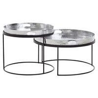 Couchtisch 2er-Set. silber B/H/T: ca. 56x33x56 cm 2er-Set. - silber (56,00/33,00/56,00cm) - Wohnling