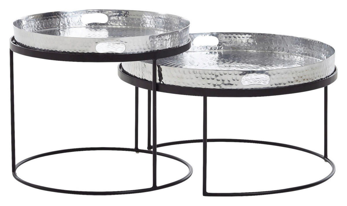 Couchtisch 2er-Set. silber B/H/T: ca. 56x33x56 cm 2er-Set. - silber (56,00/33,00/56,00cm) - Wohnling