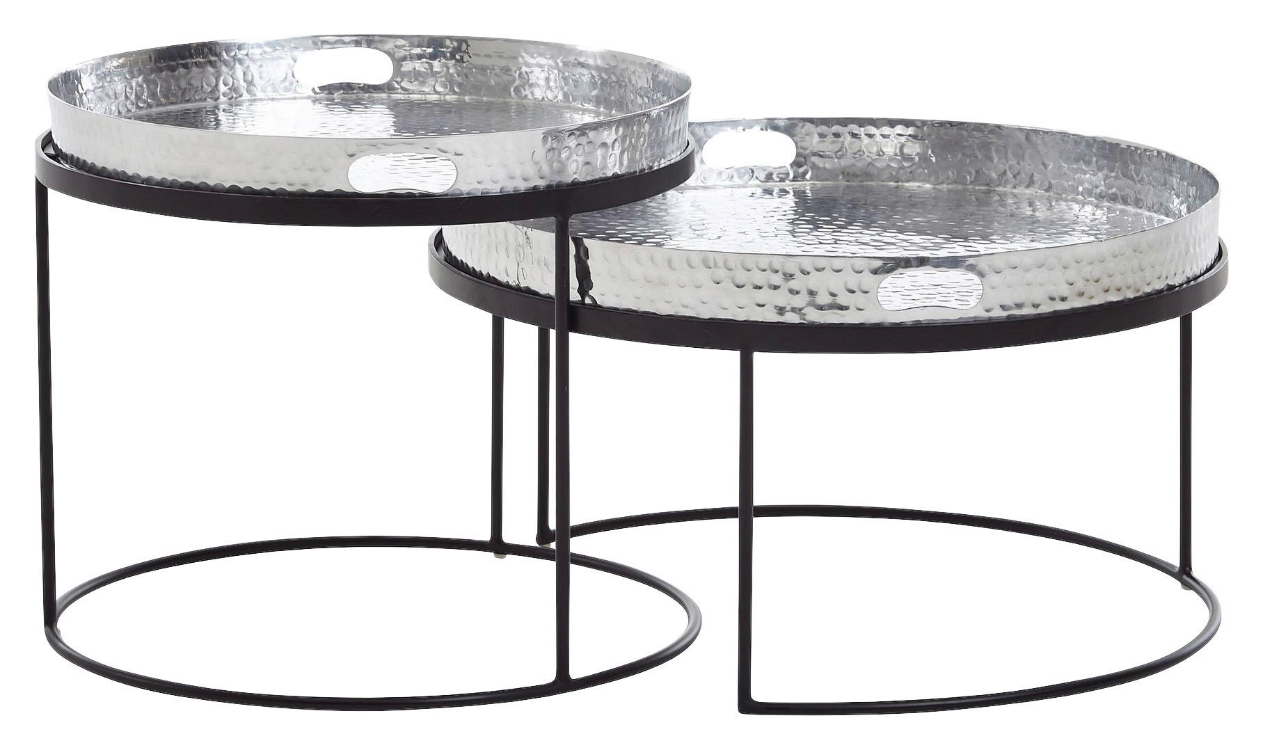 Couchtisch 2er-Set. silber B/H/T: ca. 56x33x56 cm