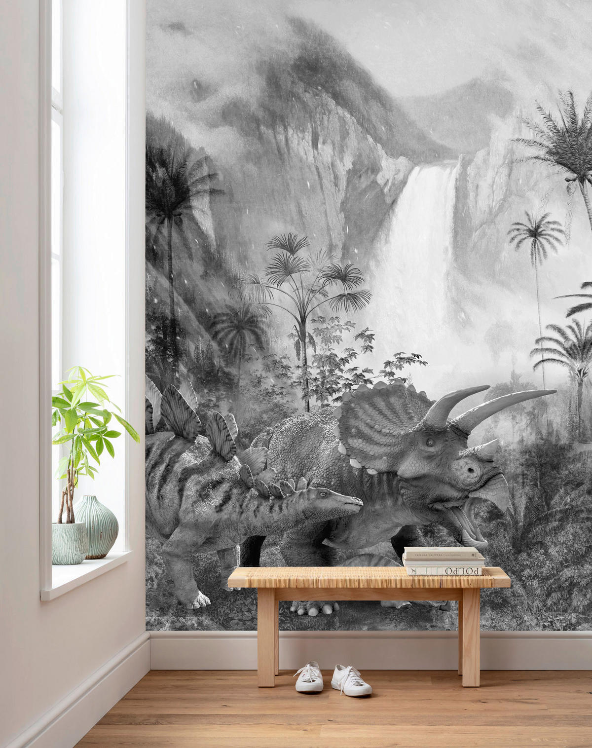 Komar Fototapete Jurassic Waterfall Dinos B/L: ca. 200x280 cm Jurassic Waterfall - (200,00/280,00cm) - Komar