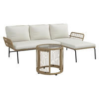 Outsunny Sitzgruppe cremeweiß Polypropylen B/H/L: ca. 79x122x75 cm Gartenmöbel_Set - cremeweiß (75,00/79,00/122,00cm) - Outsunny