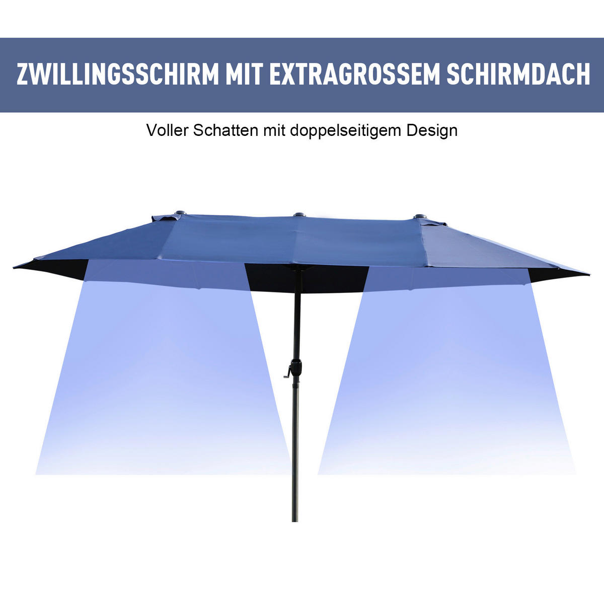Outsunny Sonnenschirm blau Stahl B/H/L: ca. 270x240x460 cm Sonnenschirm - blau (460,00/270,00/240,00cm) - Outsunny