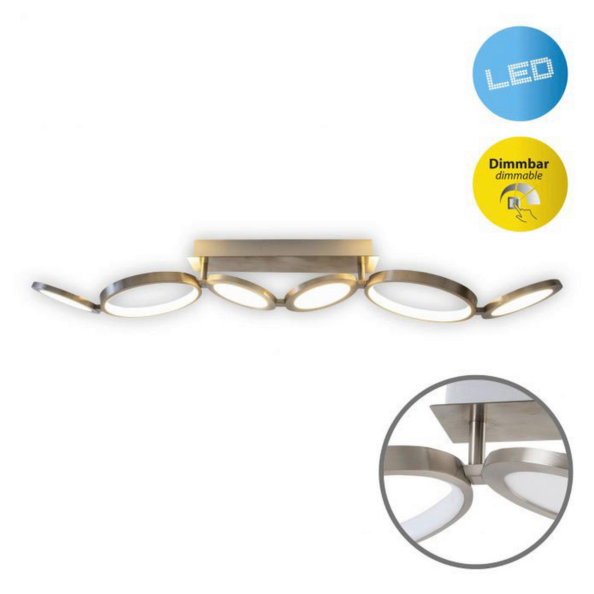 Näve Leuchten LED Deckenleuchte NV1363750 stahlfarbig Aluminium B/H/T: ca. 19x14x100 cm null 4 Brennstellen Stelari - stahlfarbig (19,00/14,00/100,00cm) - Näve Leuchten