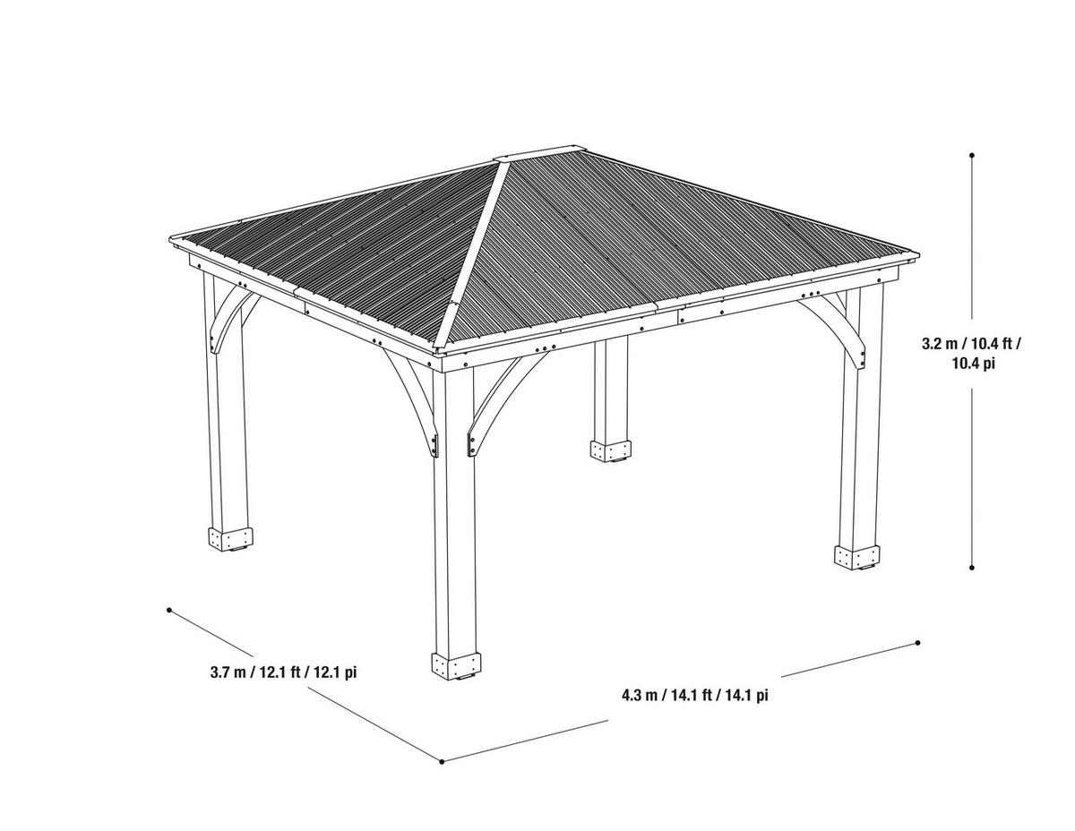 Westmann Pavillon Devon natur Holz B/H/L: ca. 427x317,5x365 cm Devon - natur/grau (365,00/427,00/317,50cm) - Westmann