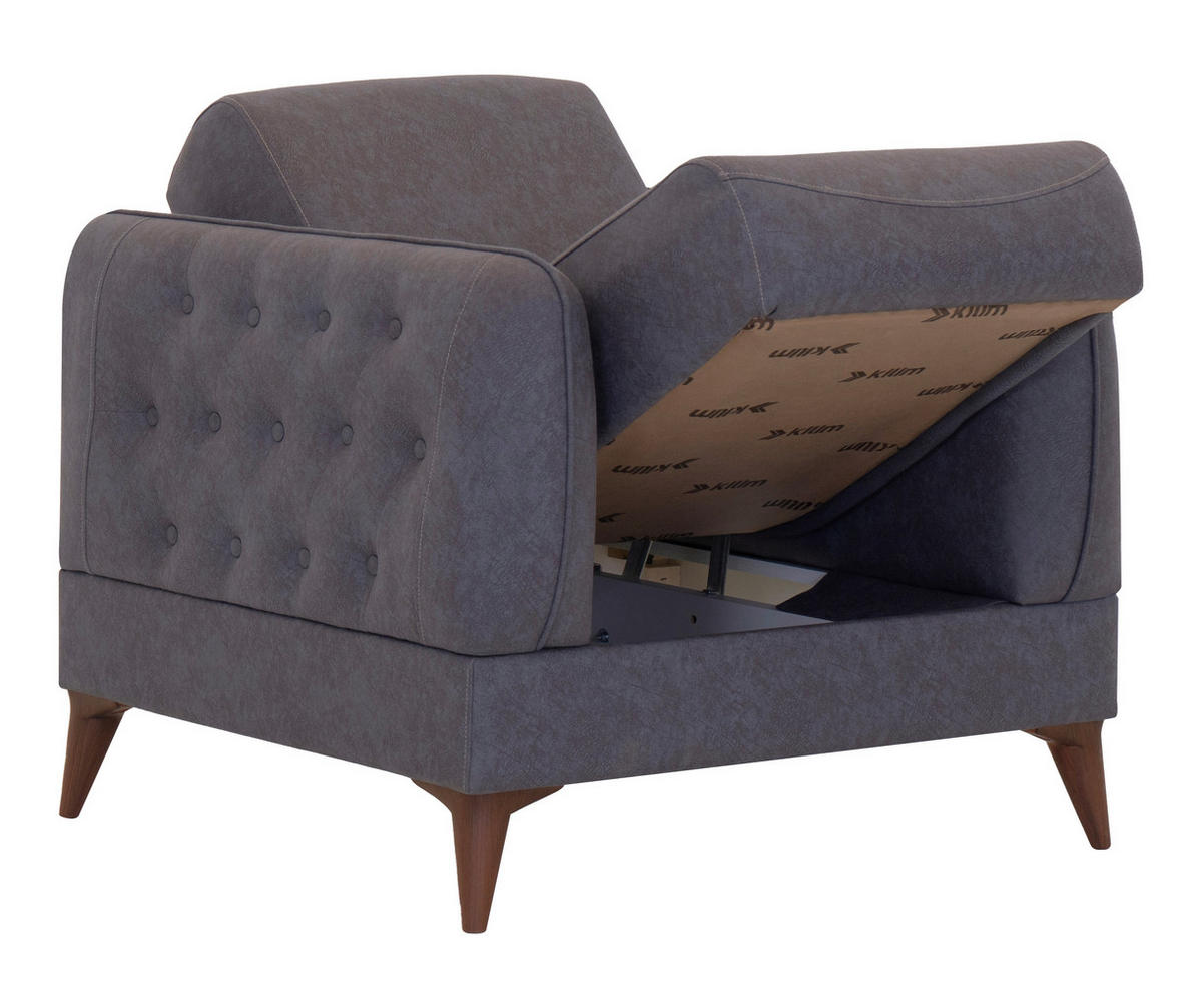 Sofa 3-2-1 Mislina blaugrau Microfaser Mislina - braun/blaugrau